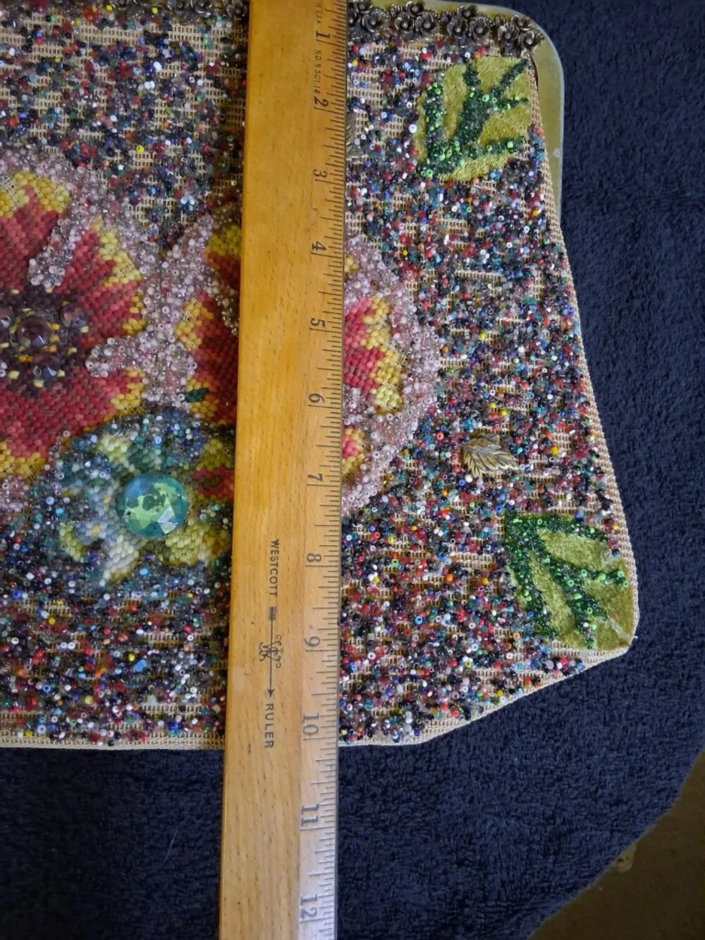 Vintage Soure of New York Beaded Floral Tapestry Handbag – Lucite Handle